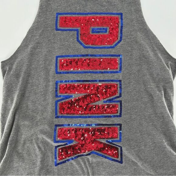 PINK Victoria's Secret Sequin Bling Grey Red and Blue Muscle Tank Size Medium - Picture 2 of 7